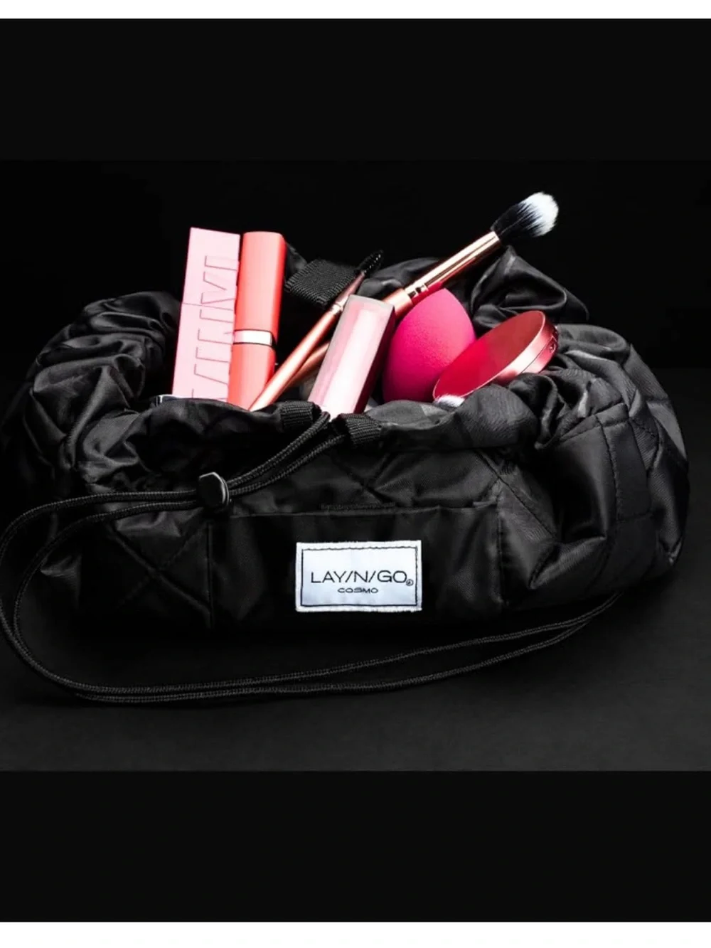 LAYN/GO FLORAL Quilted Drawstring Cosmetic Bag